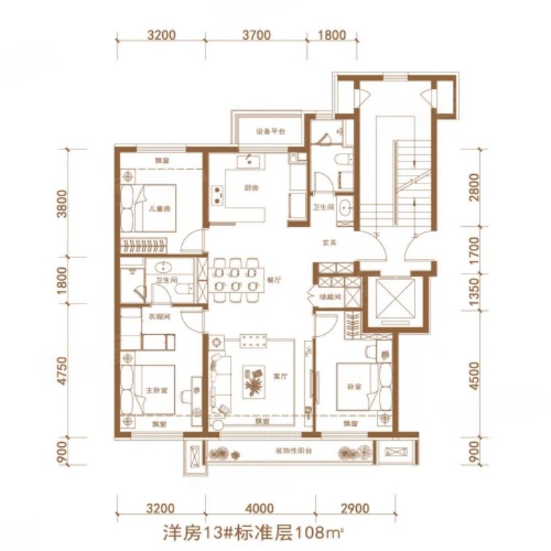 洋房108平户型