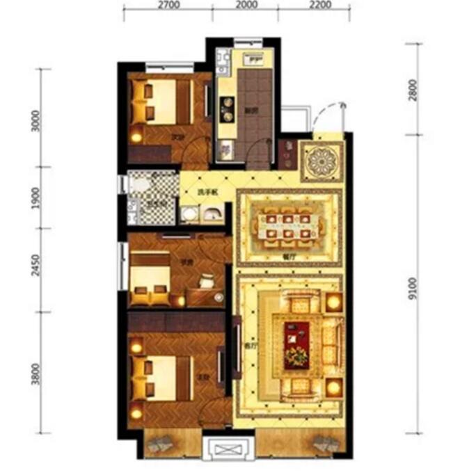 万科翡翠公园100㎡户型