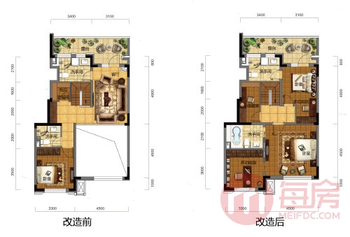 小叠拼下叠170平户型二楼