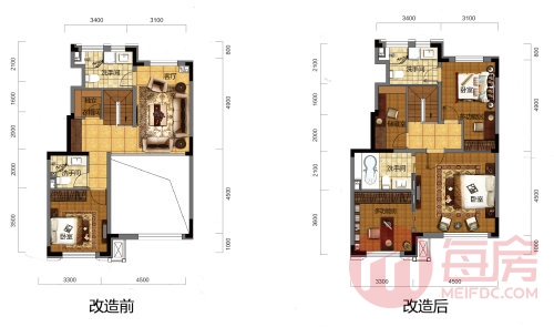 小叠拼中叠154㎡户型二楼